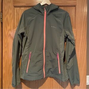 Columbia Olive/Sage Green Jacket with Salmon Accents | Size Large
